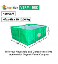AgriRich HDPE Vermi Compost Bed 450 GSM for Organic Agriculture Manure, 4ft x 4ft x 2ft (Green)